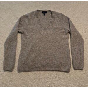 Cashmere Charter Club Luxury Women's V Neck Sweater Gray Sz: L 100% Cashmere